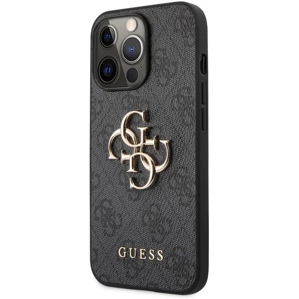 Guess PU 4G Metal Logo kryt iPhone 13 Pro šedý