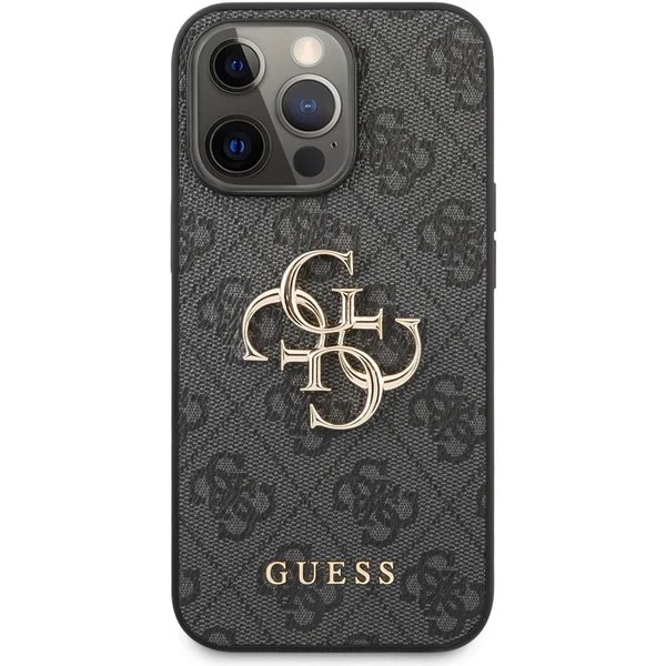 Guess PU 4G Metal Logo kryt iPhone 13 Pro šedý