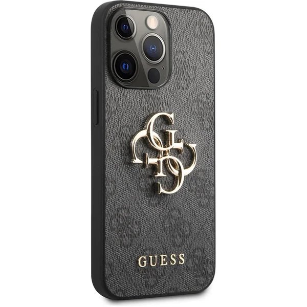 Guess PU 4G Metal Logo kryt iPhone 13 Pro šedý