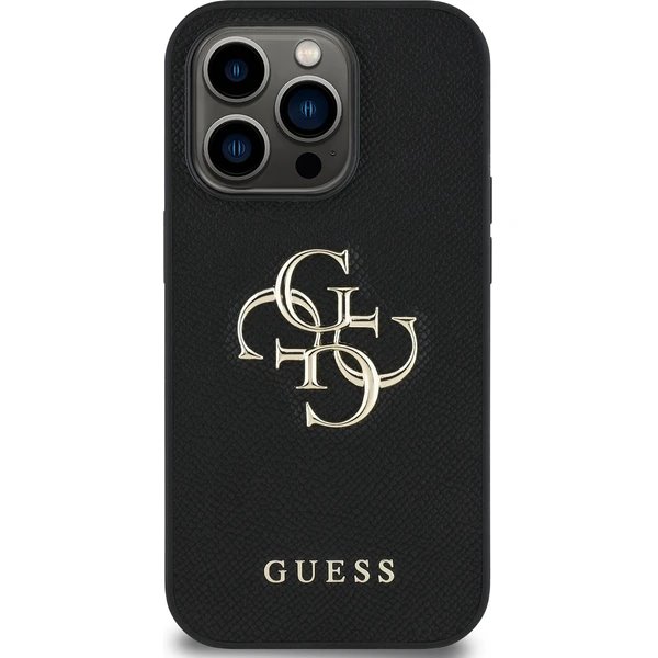 Guess PU Grained  4G Metal Logo kryt iPhone 13 Pro čierny
