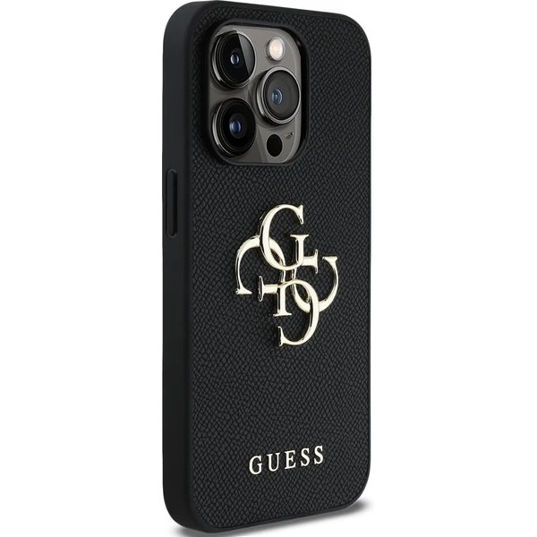 Guess PU Grained  4G Metal Logo kryt iPhone 13 Pro čierny