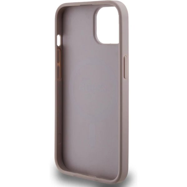 Guess PU Leather 4G Colored Ring MagSafe kryt iPhone 14 růžový