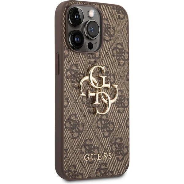 Guess PU 4G Metal Logo kryt iPhone 14 Pro hnedý