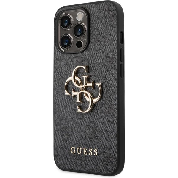 Guess PU 4G Metal Logo kryt iPhone 14 Pro šedý