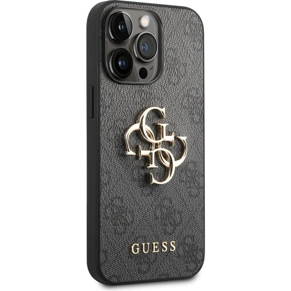Guess PU 4G Metal Logo kryt iPhone 14 Pro šedý