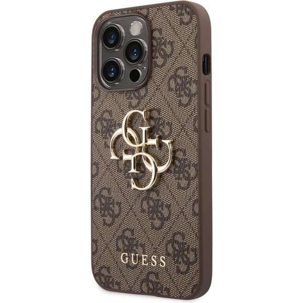 Guess PU 4G Metal Logo kryt iPhone 14 Pro Max hnedý