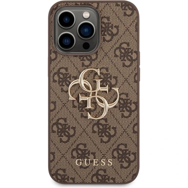Guess PU 4G Metal Logo kryt iPhone 14 Pro Max hnedý