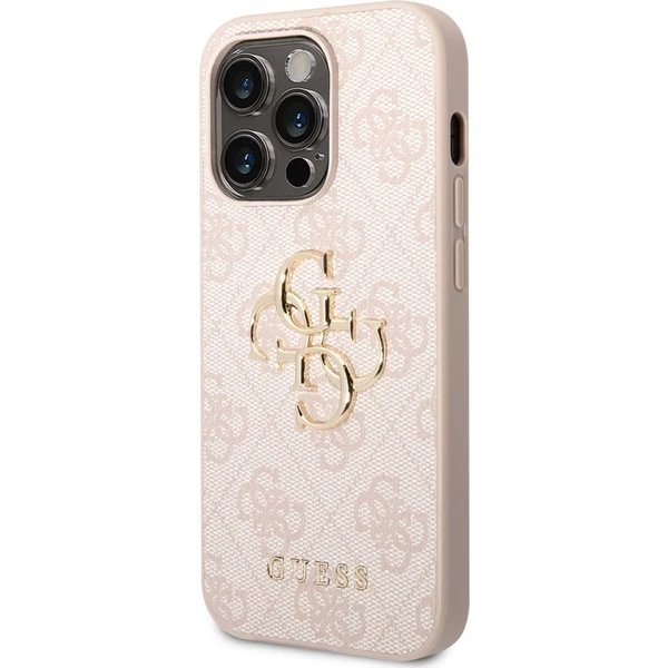 Guess PU 4G Metal Logo kryt iPhone 14 Pro Max ružový