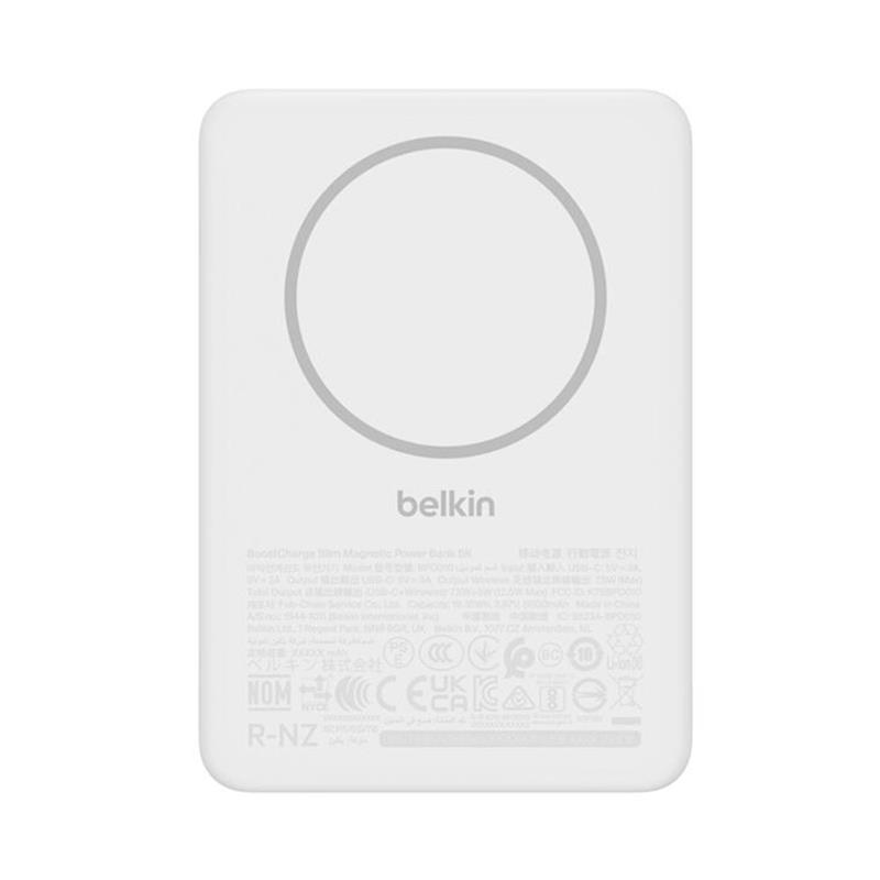 Belkin Boost Charge Slim Magnetic Powerbank 5K - White