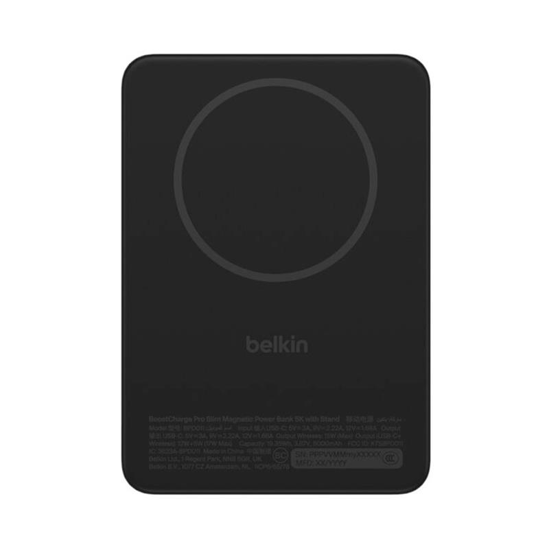 Belkin Boost Charge Slim Magnetic Powerbank 5K with Qi2 - Black
