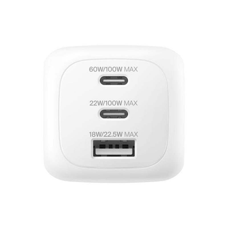 Belkin Boost Charge Pro 3 Port USB-C GaN Wall Charger 100W - White