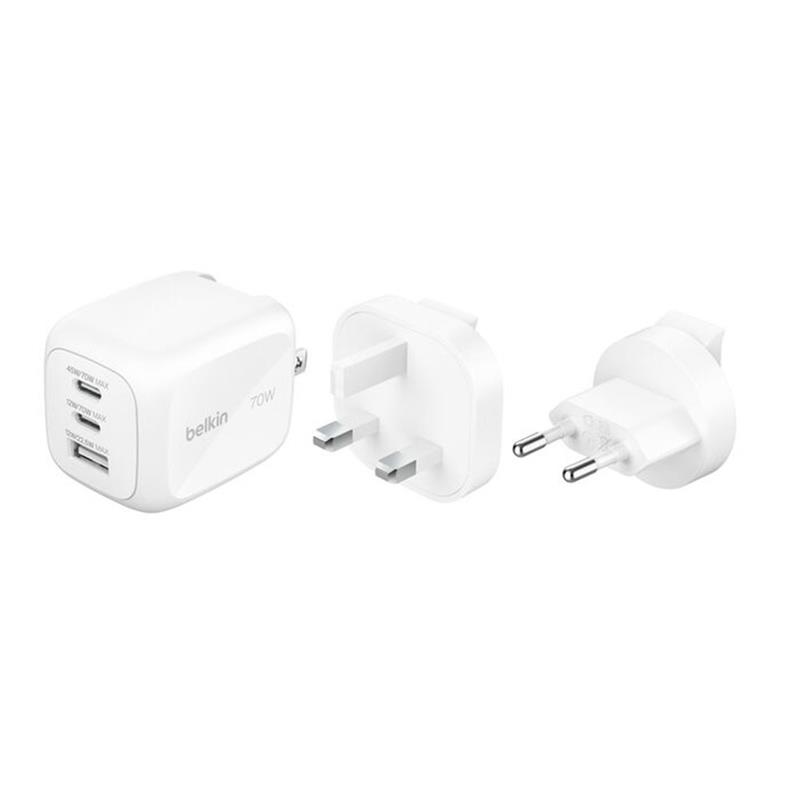 Belkin Boost Charge Pro 3 Port USB-C GaN Wall Charger 70W - White