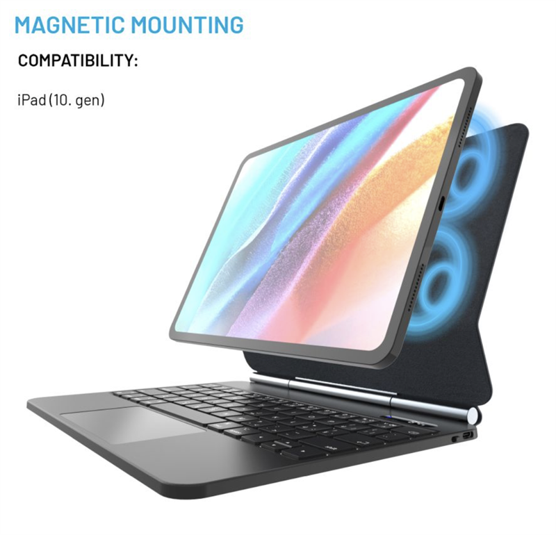 FIXED Typee bezdrátová klávesnice s magnetickým uchycením pro Apple iPad 10,9" 2022/11" 2025, CZ, černá *Rozbaleno*