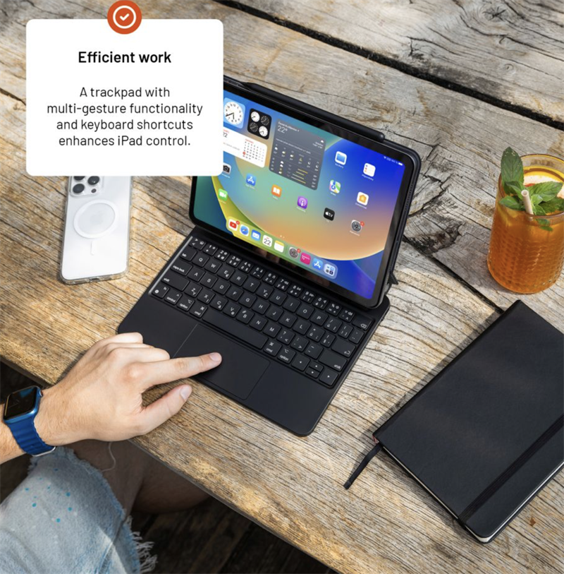 FIXED Typee bezdrátová klávesnice s magnetickým uchycením pro Apple iPad 10,9" 2022/11" 2025, CZ, černá *Rozbaleno*