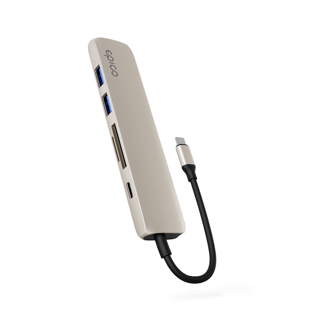 iStores by Epico 6in1 Hliníkový Hub 8K s USB-C konektorem - Hvězdně bílá