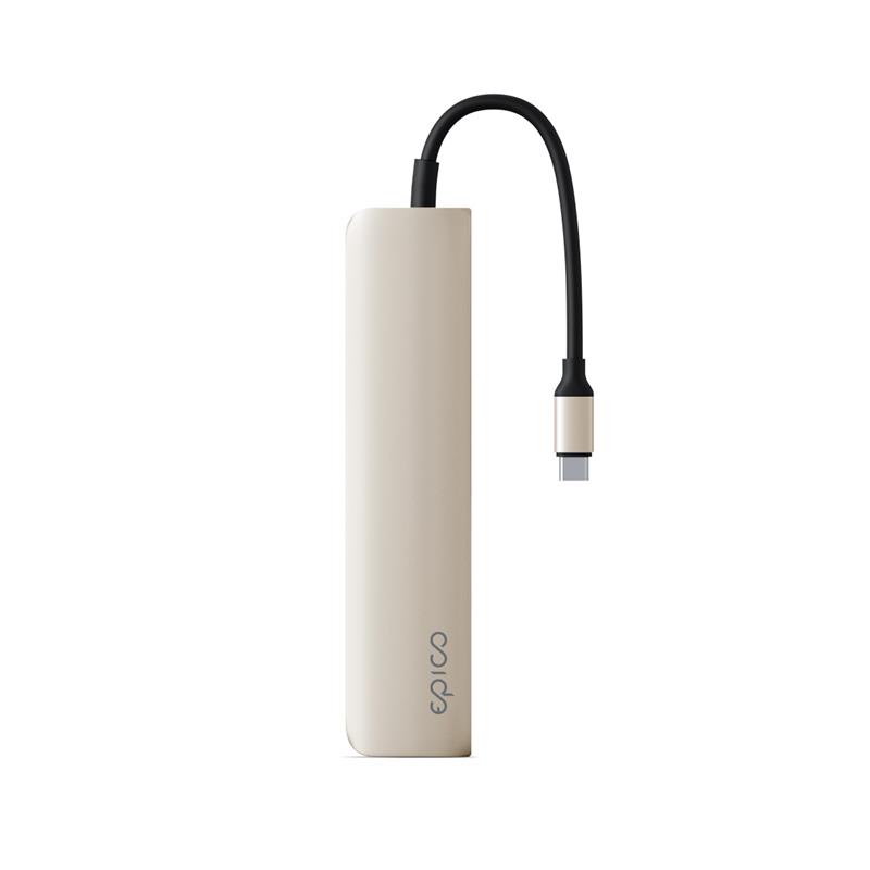 iStores by Epico 6in1 Hliníkový Hub 8K s USB-C konektorem - Hvězdně bílá