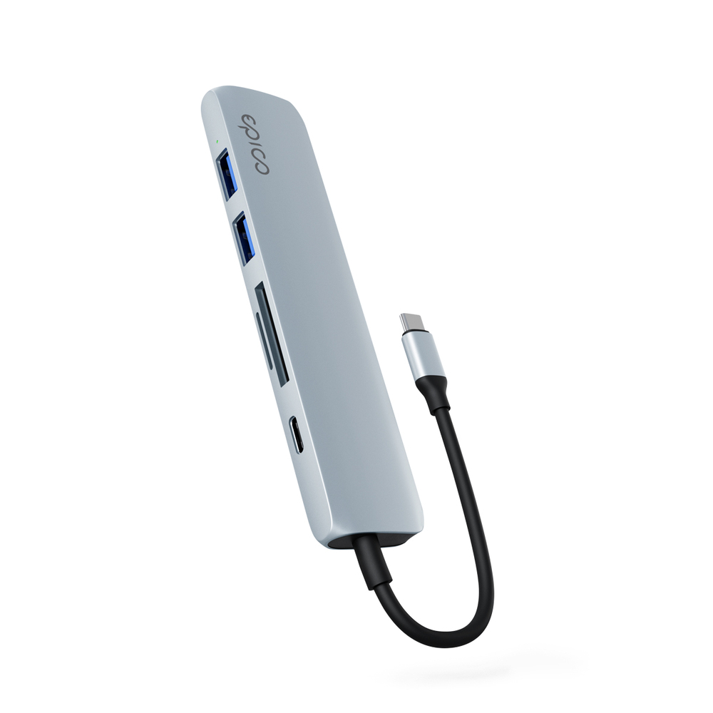 iStores by Epico 6in1 Hliníkový Hub 8K s USB-C konektorem - Blankytně modrá