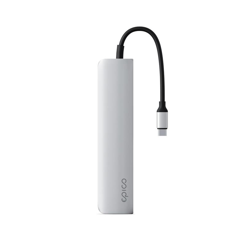iStores by Epico 6in1 Hliníkový Hub 8K s USB-C konektorem - Stříbrná
