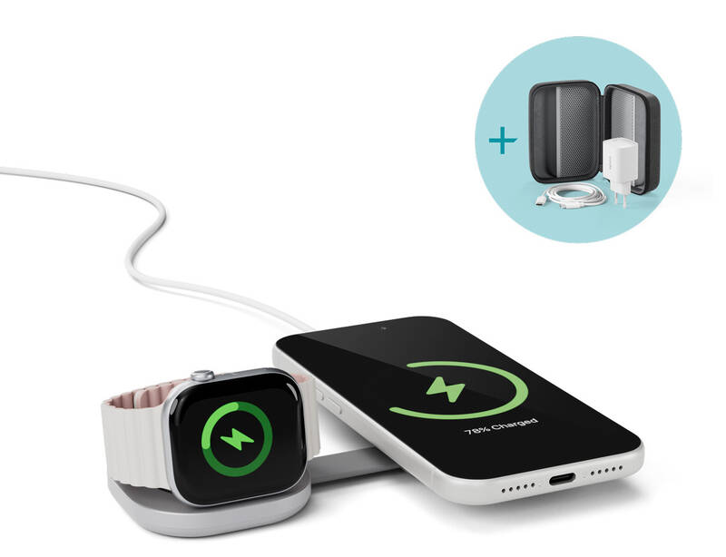 Epico UltraBase Qi2 25W 2in1 Fold Metal Mag+ Wireless Charger EF35 - silver