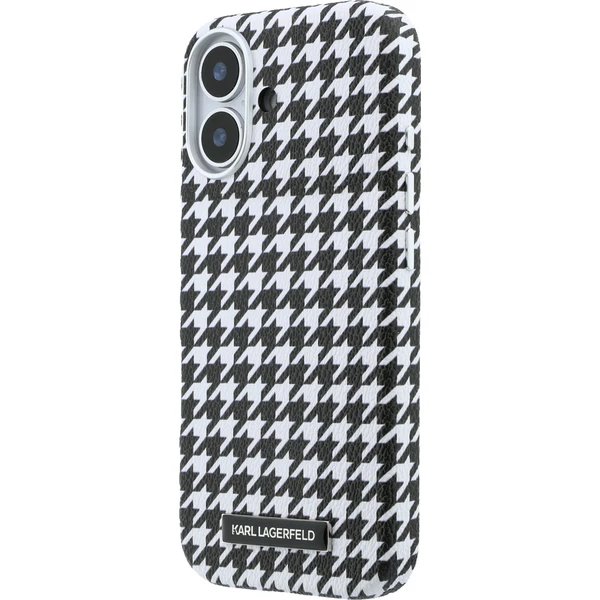 Karl Lagerfeld PU Houndstooth Resin Plate MagSafe kryt iPhone 17 čierny