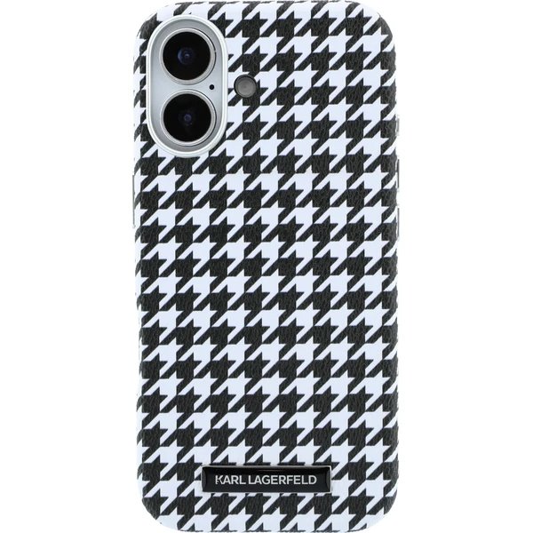 Karl Lagerfeld PU Houndstooth Resin Plate MagSafe kryt iPhone 17 čierny