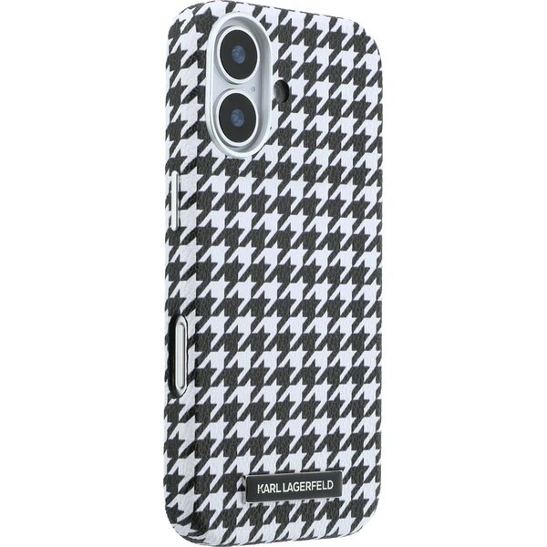 Karl Lagerfeld PU Houndstooth Resin Plate MagSafe kryt iPhone 17 čierny