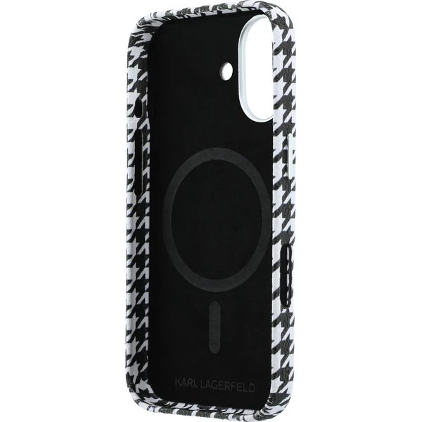 Karl Lagerfeld PU Houndstooth Resin Plate MagSafe kryt iPhone 17 čierny