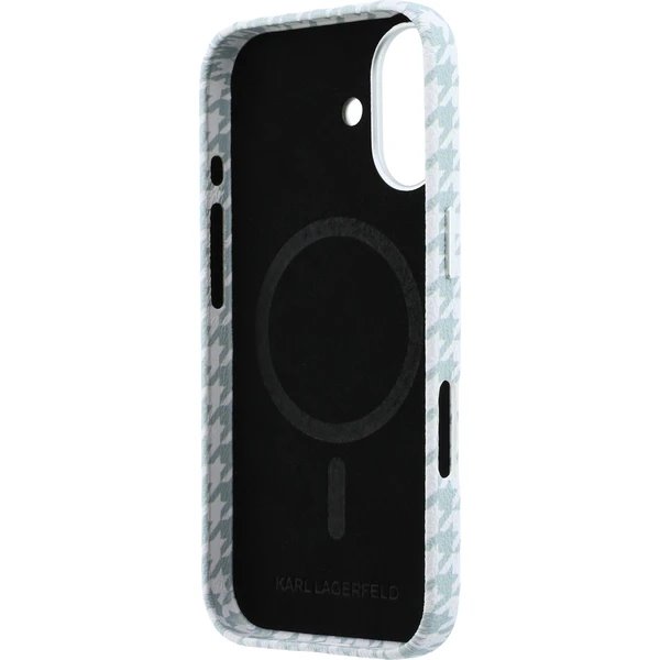 Karl Lagerfeld PU Houndstooth Resin Plate MagSafe kryt iPhone 17 modrý