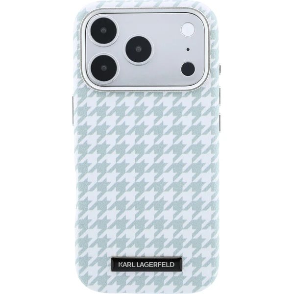 Karl Lagerfeld PU Houndstooth Resin Plate MagSafe kryt iPhone 17 Pro Max modrý