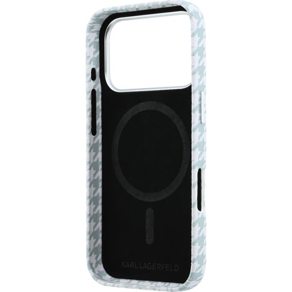 Karl Lagerfeld PU Houndstooth Resin Plate MagSafe kryt iPhone 17 Pro Max modrý