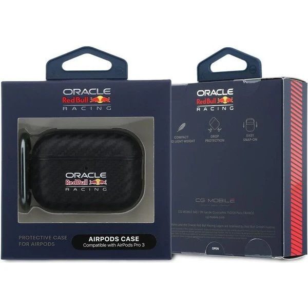 Red Bull PU Karbonové Pouzdro pro AirPods 3 Pro černé