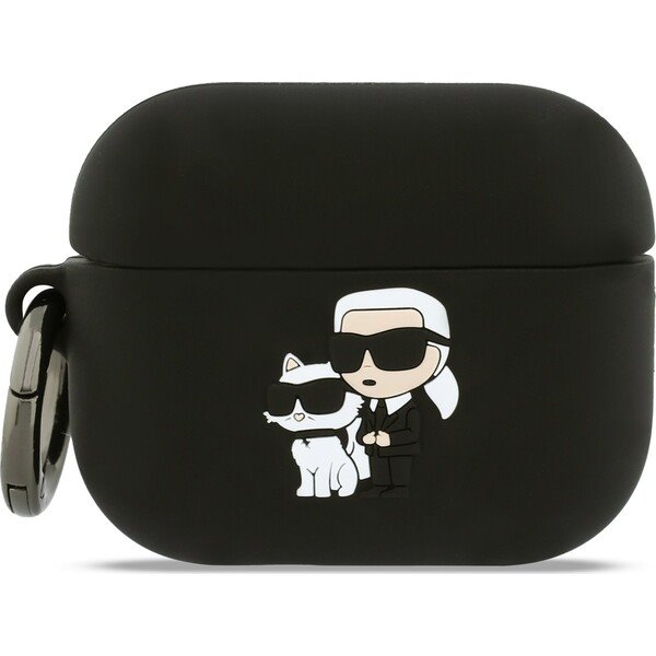 Karl Lagerfeld 3D Logo NFT Karl and Choupette Silikonové Púzdro pre AirPods 3 Pro čierne