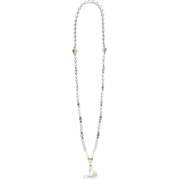 Guess Crossbody Popruh Pearl and 4G Charm bílý