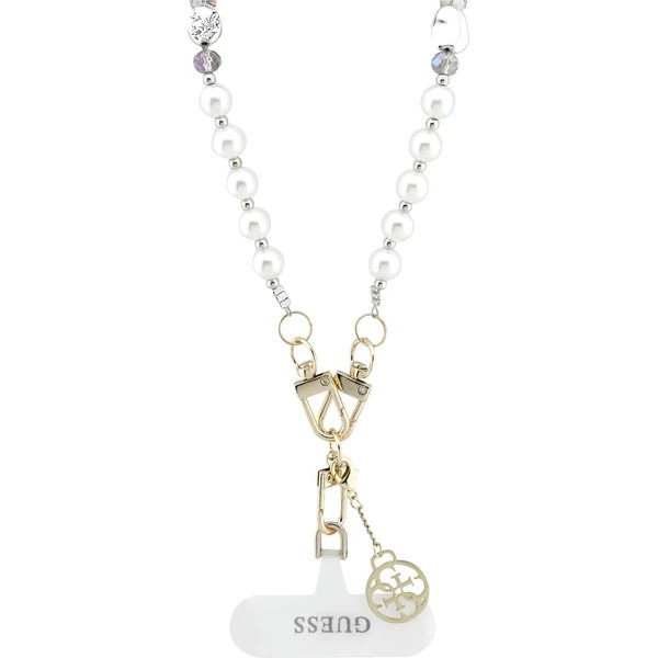 Guess Crossbody Popruh Pearl and 4G Charm bílý