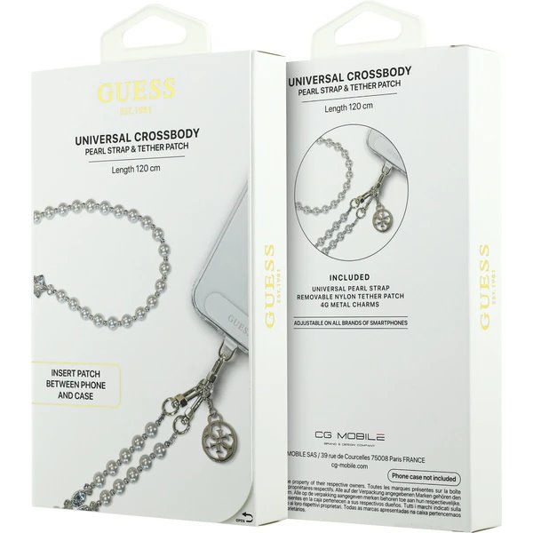 Guess Crossbody Popruh Pearl and 4G Charm bílý