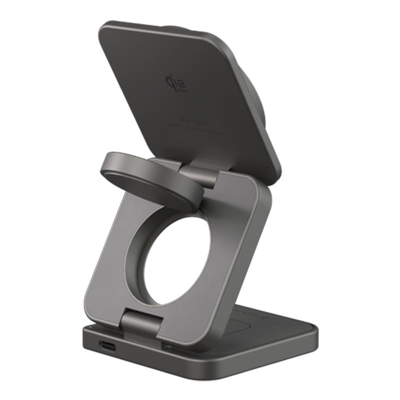 Adam Elements Mag 3 Ultra Qi2 25W 3-in-1 Foldable Charger - Gray