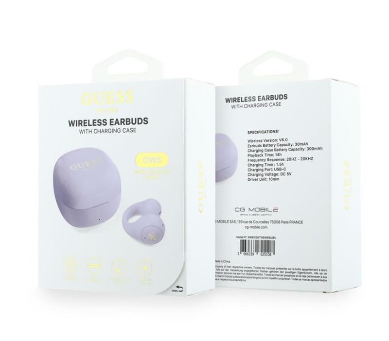 Guess Mini Classic Logo OWS Bezdrôtové Slúchadlá fialové