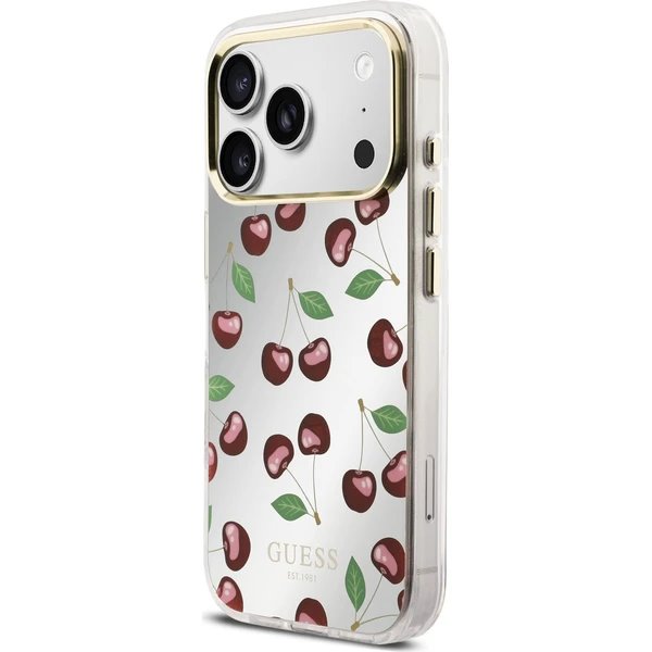Guess PC/TPU Mirror Glitter Cherry MagSafe kryt iPhone 17 Pro bílý