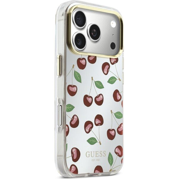 Guess PC/TPU Mirror Glitter Cherry MagSafe kryt iPhone 17 Pro bílý