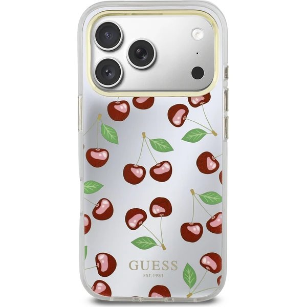 Guess PC/TPU Mirror Glitter Cherry MagSafe kryt iPhone 17 Pro bílý