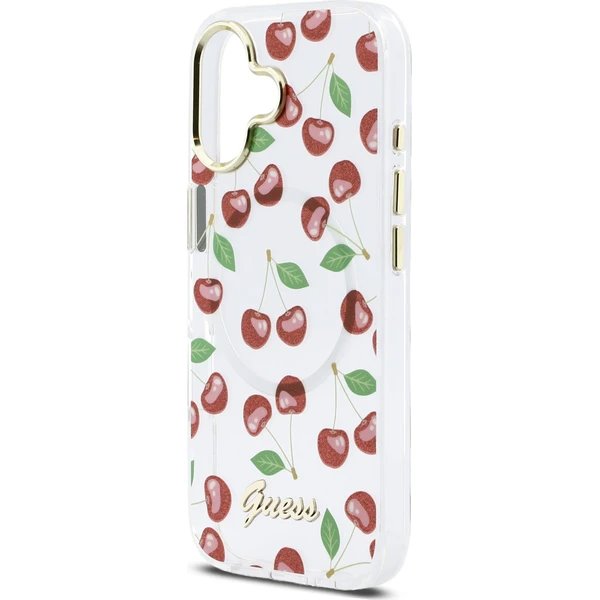 Guess IML Glitter Cherry MagSafe kryt iPhone 17 biely