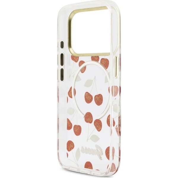Guess IML Glitter Cherry MagSafe kryt iPhone 17 Pro biely