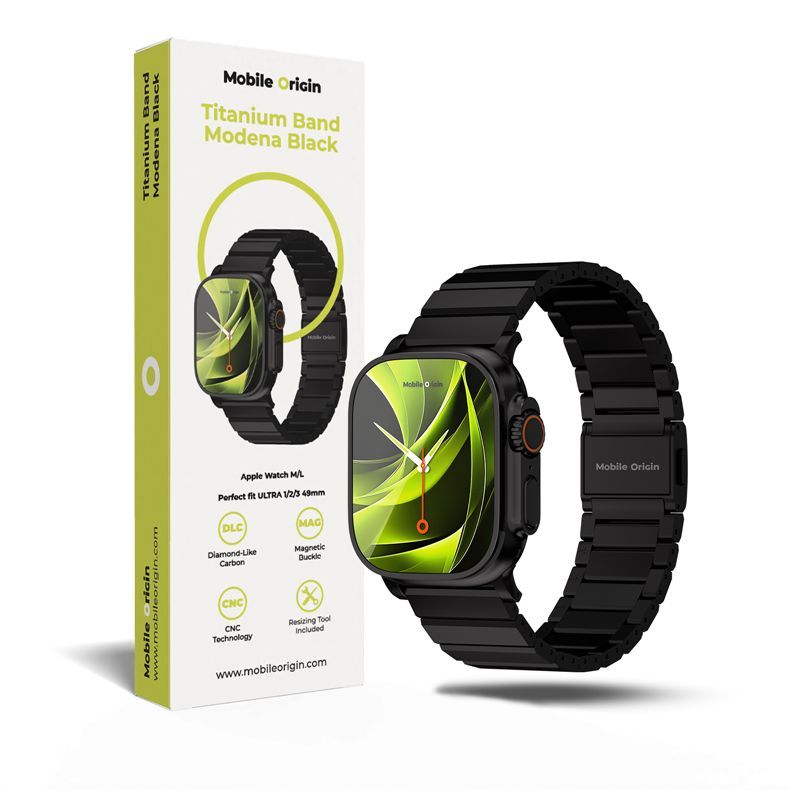Mobile Origin řemínek Titanium Band Modena pro Apple Watch Ultra 49mm - Black
