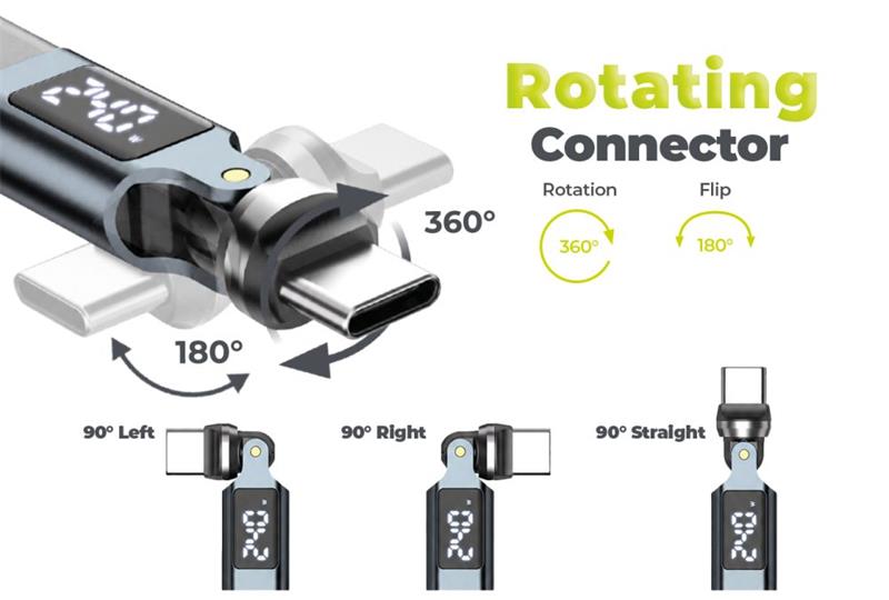 Mobile Origin 240W Display 540° Rotating Cable USB-C to USB-C 1,8m CB16 - Black