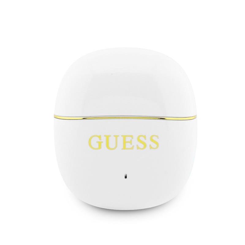 Guess Gold Line Glossy Classic Logo TWS Bezdrátová Sluchátka bílá
