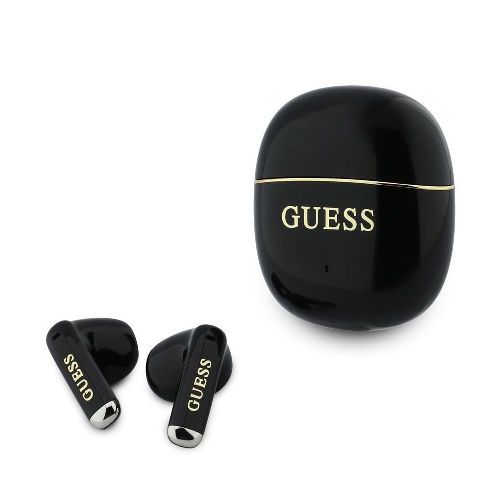 Guess Gold Line Glossy Classic Logo TWS Bezdrátová Sluchátka černá