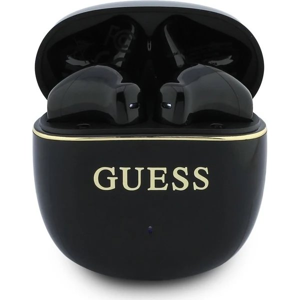 Guess Gold Line Glossy Classic Logo TWS Bezdrátová Sluchátka černá
