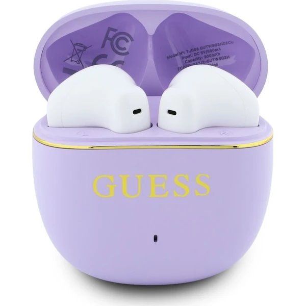 Guess Gold Line Glossy Classic Logo TWS Bezdrátová Sluchátka fialová
