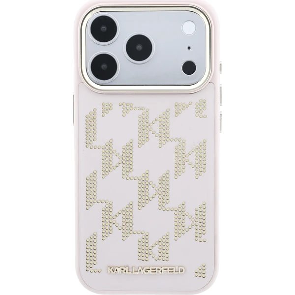 Karl Lagerfeld PU Perforated Monogram MagSafe MagSafe kryt iPhone 17 Pro Max růžový
