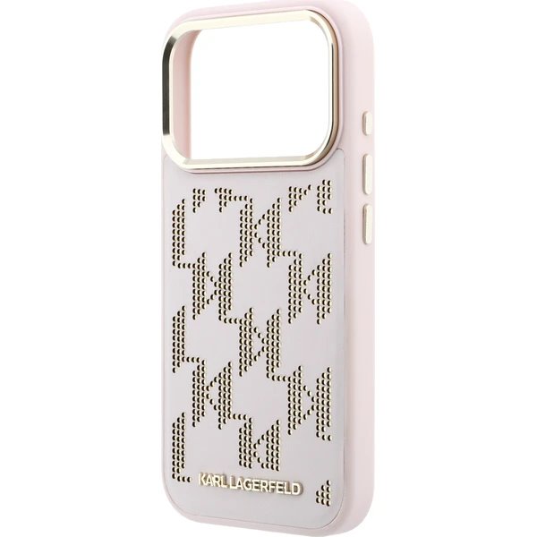 Karl Lagerfeld PU Perforated Monogram MagSafe MagSafe kryt iPhone 17 Pro Max růžový